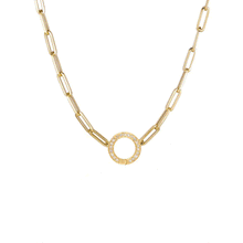 Load image into Gallery viewer, Small Circle Diamond Clasp Paperclip Necklace