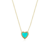 Load image into Gallery viewer, Small Fluted Outline Stone Heart Necklace