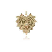 Load image into Gallery viewer, Small Gold Striped Pave Heart Medallion Charm