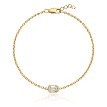 Load image into Gallery viewer, Chic bezel diamond chain bracelet in 14k gold, luxury fine jewelry, timeless affordable gold jewelry design.