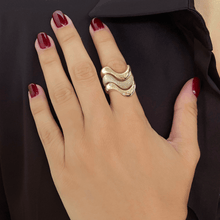 Load image into Gallery viewer, Stackable Dome Gold Wave Ring