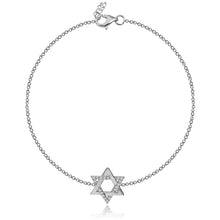 Load image into Gallery viewer, Star of David Half Gold and Half Pave Bracelet