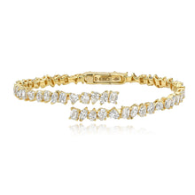 Load image into Gallery viewer, Swirl diamond multi shape bangle in 14k gold, artistic design in custom luxury jewelry.