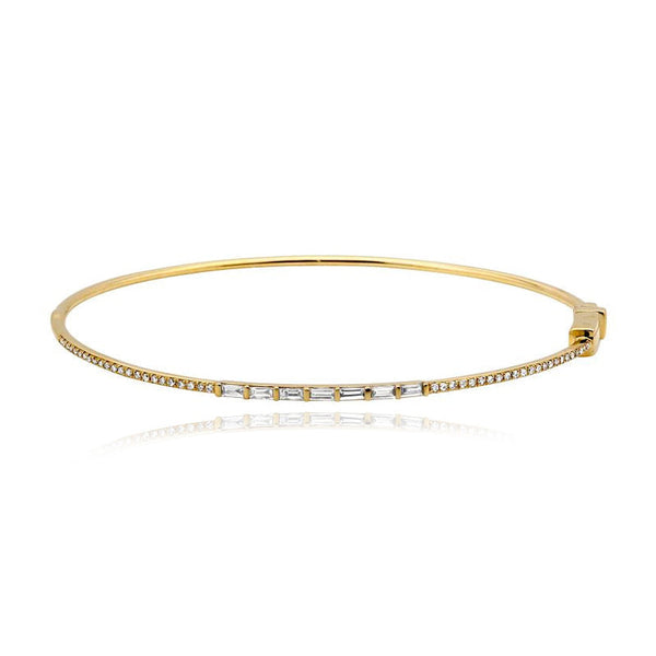 Thin Pave and Baguette Bangle