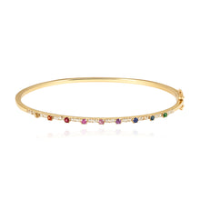 Load image into Gallery viewer, Thin Gemstone Segment Diamond Bangle