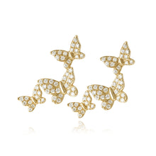 Load image into Gallery viewer, Three Butterflies Climber Earrings