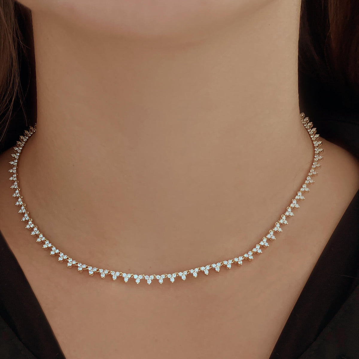 Trio Diamond Tennis Necklace – Alev Jewelry