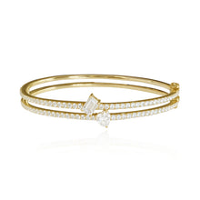 Load image into Gallery viewer, Two Disorganized Diamond Double Row Bangle