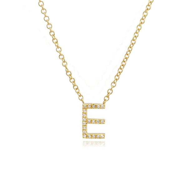 Uppercase Pave Initial E Necklace