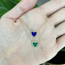 Load image into Gallery viewer, Small Fluted Outline Stone Heart Necklace