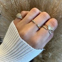 Load image into Gallery viewer, Slanted Fluted Pave Heart Ring