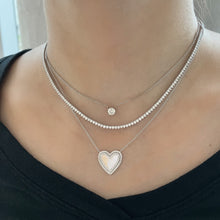 Load image into Gallery viewer, Large Fluted Pave Outline Heart Necklace