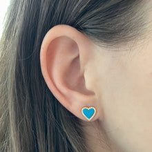 Load image into Gallery viewer, Medium Pave Outline Stone Heart Studs