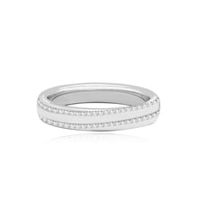 Load image into Gallery viewer, Diagonal Pave Lines Wedding Ring