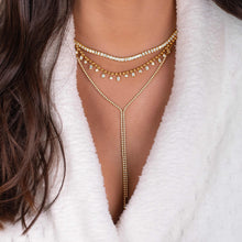 Load image into Gallery viewer, Double Chain Lariat Tennis Necklace