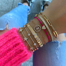 Load image into Gallery viewer, Round Pave Evil Eye Paperclip Bracelet