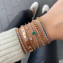 Load image into Gallery viewer, Two Diamonds Gold Cuff Bangle