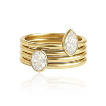 Load image into Gallery viewer, Ribbed Gold Two Stone Lab Diamond Ring