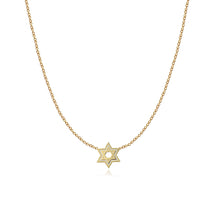 Load image into Gallery viewer, Fluted Pave Outline Star of David Necklace