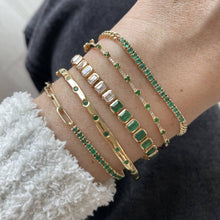 Load image into Gallery viewer, Half & Half Gemstone Tennis Paperclip Bracelet