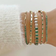 Load image into Gallery viewer, Thin Gemstone Segment Diamond Bangle