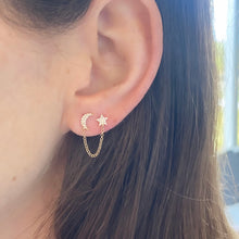 Load image into Gallery viewer, Moon and Star Chain Studs