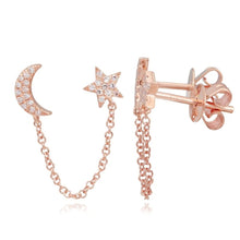 Load image into Gallery viewer, Moon and Star Chain Studs