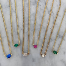 Load image into Gallery viewer, Solitaire Gemstone Cuban Chain Necklace