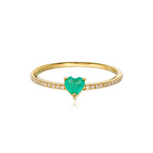 Load image into Gallery viewer, Petite Gemstone Heart Pave Ring