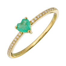 Load image into Gallery viewer, Petite Gemstone Heart Pave Ring