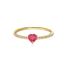 Load image into Gallery viewer, Petite Gemstone Heart Pave Ring
