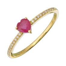Load image into Gallery viewer, Petite Gemstone Heart Pave Ring