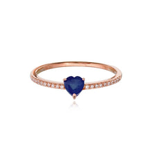 Load image into Gallery viewer, Petite Gemstone Heart Pave Ring
