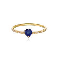 Load image into Gallery viewer, Petite Gemstone Heart Pave Ring