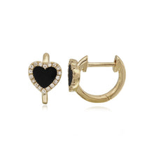 Load image into Gallery viewer, Pave Outline Stone Heart Small Huggies