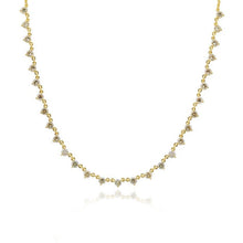 Load image into Gallery viewer, Three Prongs Setting Diamond Spaced Chain Necklace