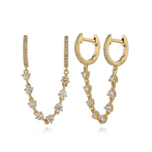 Load image into Gallery viewer, Pave Double Huggie Diamond Chain Earring