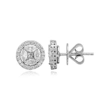Load image into Gallery viewer, Illusion and Pave Round Earrings