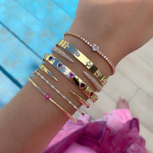 Load image into Gallery viewer, Solitaire Gemstone Cuff Bangle