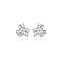 Load image into Gallery viewer, Three Small Multi Shape Diamond Earring