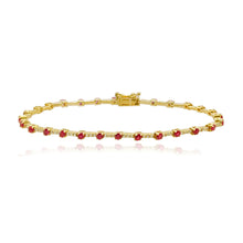 Load image into Gallery viewer, Gemstone and diamonds segment tennis bracelet in 14k gold, refined piece of custom jewelry.