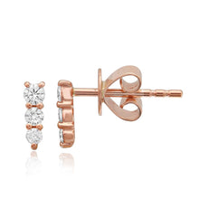Load image into Gallery viewer, Three Graduated Diamonds Bar Stud