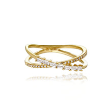 Load image into Gallery viewer, Diamond and Baguette Twist Ring