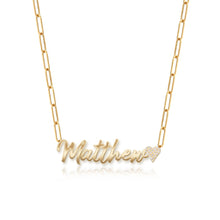 Load image into Gallery viewer, Cutout Gold Name & Pave Charm Necklace