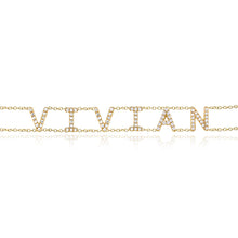 Load image into Gallery viewer, Diamond Name Double Chain Bracelet in 14k gold, personalized luxury diamond jewelry for women.