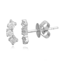 Load image into Gallery viewer, Curved Three Diamond Stud