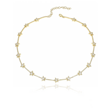 Load image into Gallery viewer, Star Tennis Choker in 14k gold with sparkling star accents, perfect celestial fine jewelry style