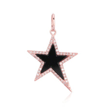 Load image into Gallery viewer, Black Onyx Star With Diamond Outline Charm
