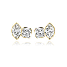 Load image into Gallery viewer, Two-Diamond Bezel Stud Earring