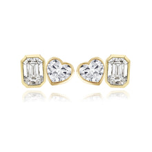 Load image into Gallery viewer, Two-Diamond Bezel Stud Earring